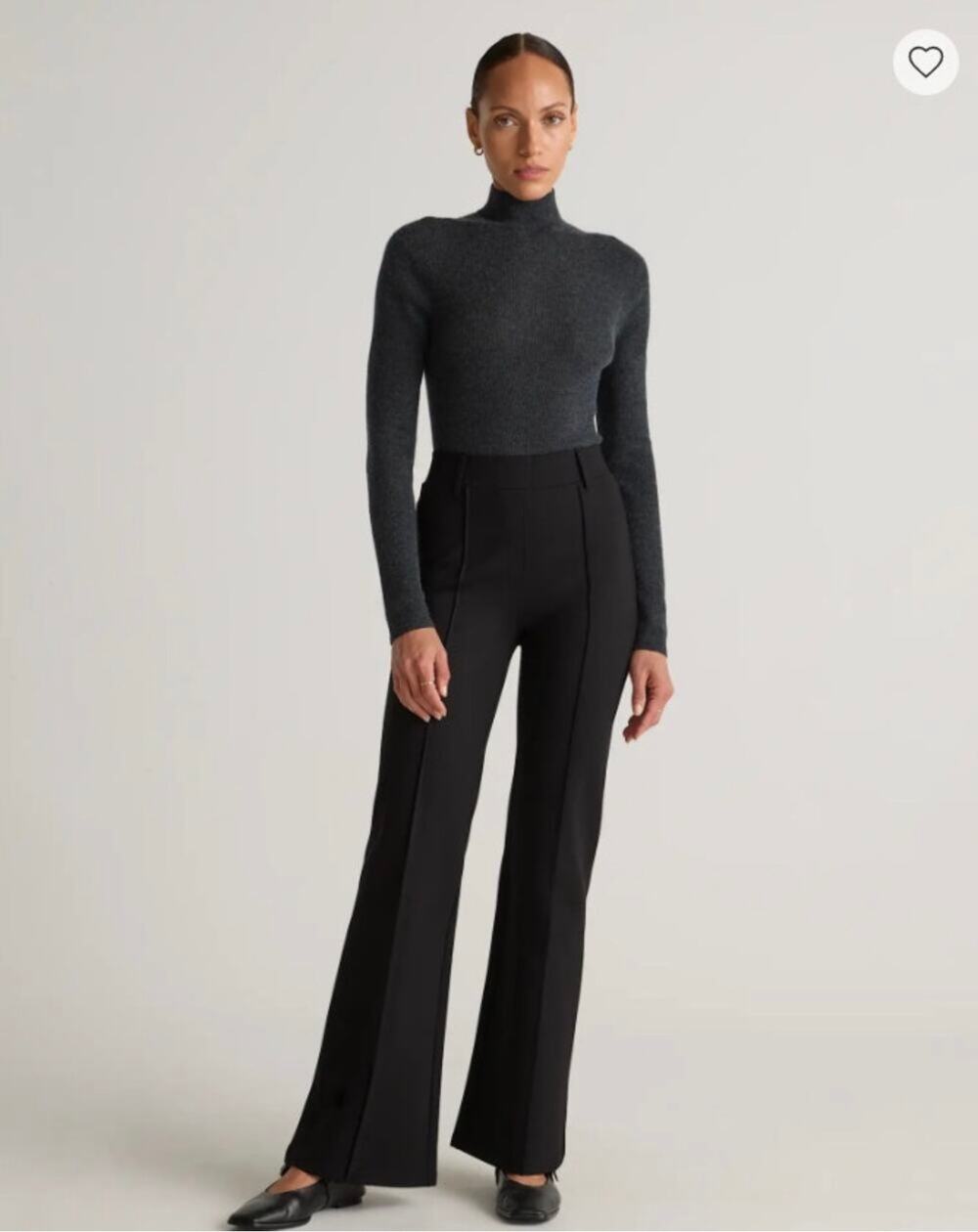 Quince Pants Womens Medium 32" Black Ultra Stretch Ponte Flare Leg Classic New